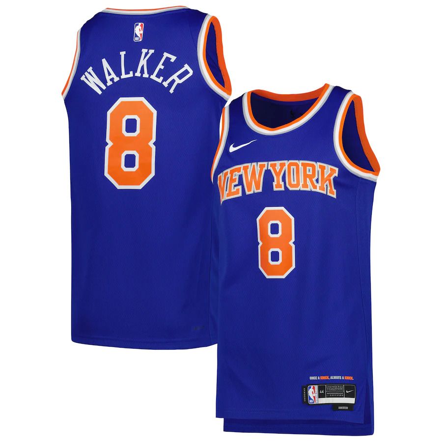 Men New York Knicks #8 Kemba Walker Nike Blue Icon Edition 2022-23 Swingman NBA Jersey